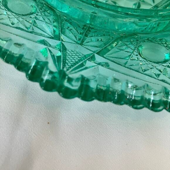 Vintage Viking Glass Dalzell Domed Lidded Cheese Butter Dish Pressed Glass Green - Picture 4 of 13